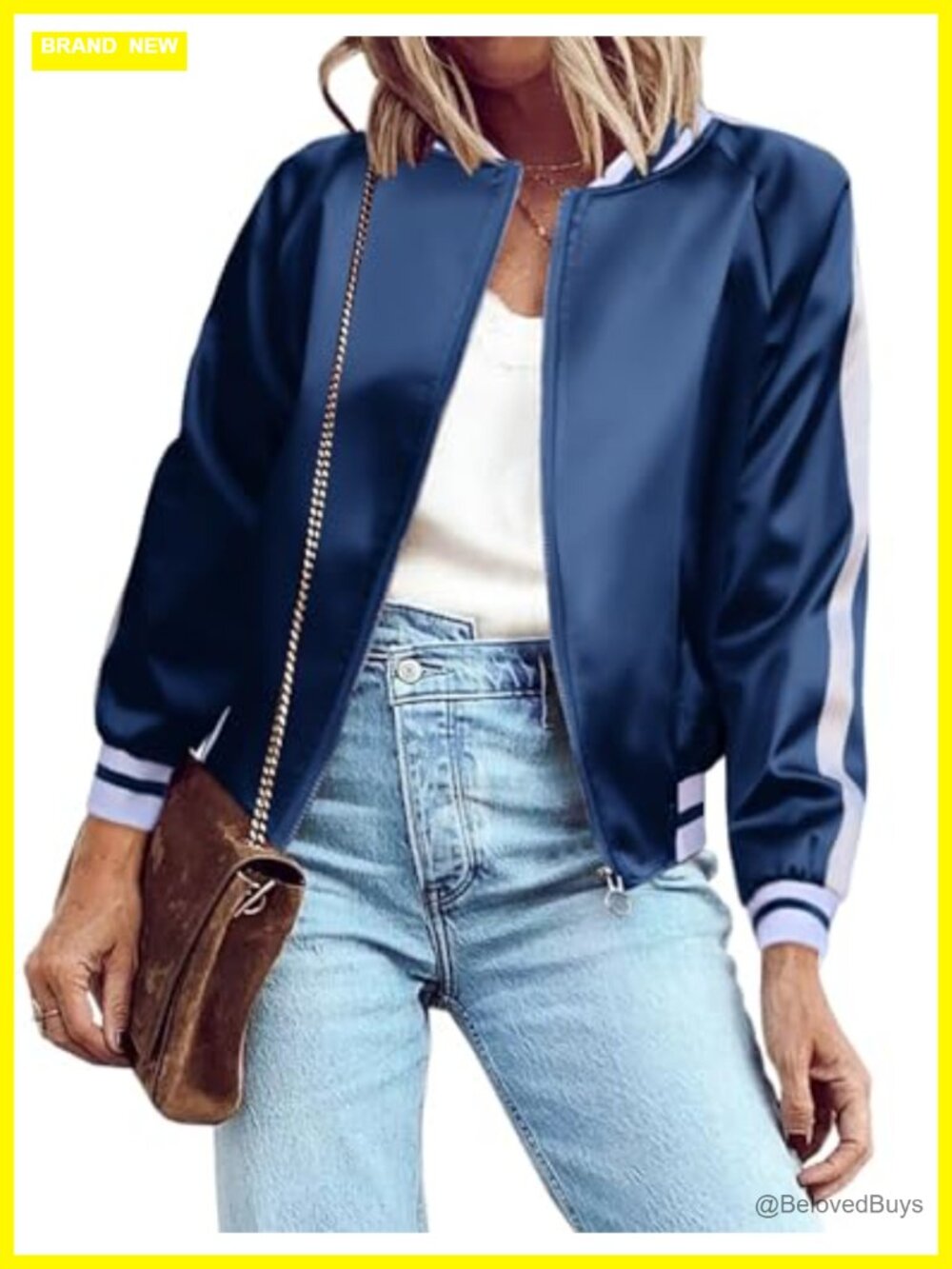 Women's Lightweight Bomber Jacket Zip Up Casual Coat with Pockets